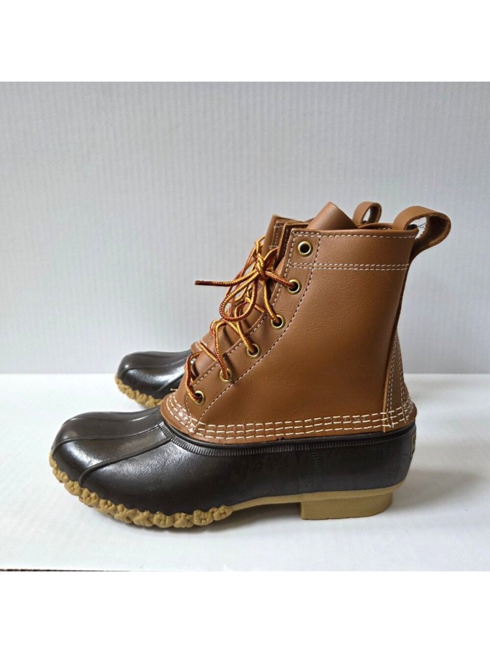 LL Bean Boots Womens 8 Tan Leather Waterproof 8" Duck USA Maine 212880